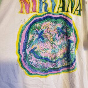 Urban Outfitters Nirvana Distressed Graphic 90s Grunge Short Sleeve Shirt Size M | Poshmark