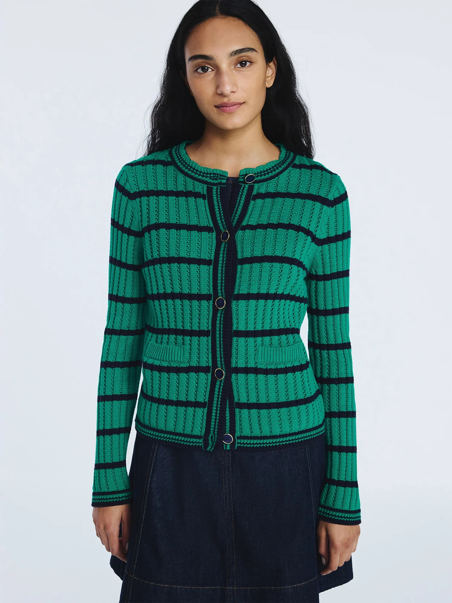 Free Assembly Women's Textured Stitch Cotton Cardigan Sweater with Long Sleeves, Lightweight, Siz... | Walmart (US)