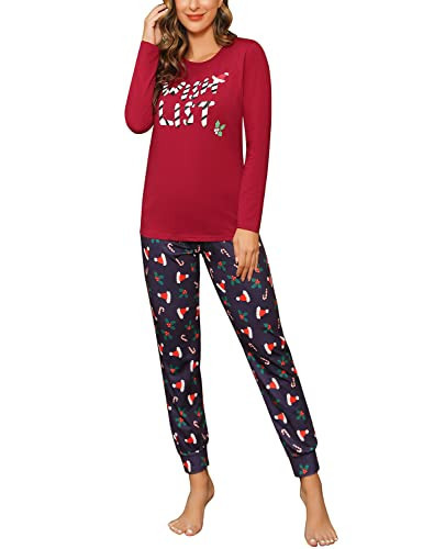 EISHOPEER Womens Christmas Pajamas Set Long Sleeve Matching Christmas Pjs Set Holiday Sleepwear Set Small | Amazon (US)