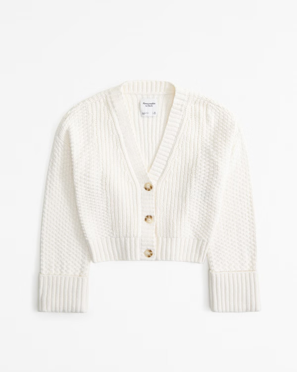 Women's Cotton-Blend Seed Stitch Cardigan | Women's Tops | Abercrombie.com | Abercrombie & Fitch (US)
