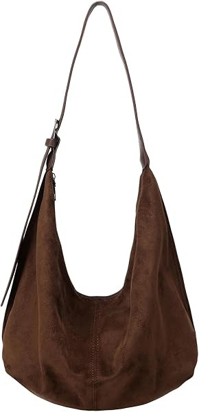 Slouchy Suede Hobo bag for Women Casual Shoulder Bag Crossbody Tote Purse | Amazon (US)