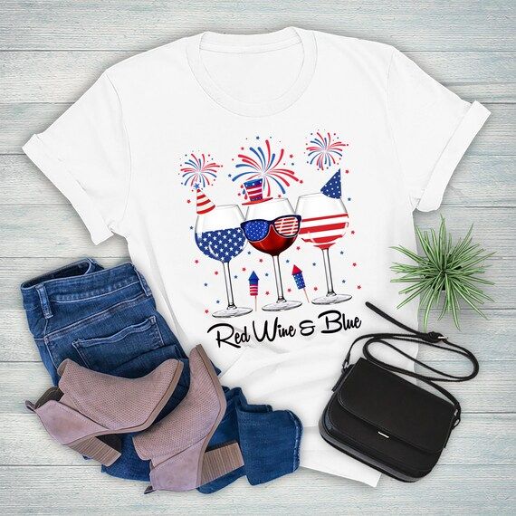 Red White and Blue Wine Shirt American Drinking 4th of July | Etsy | Etsy (US)