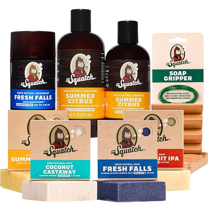 Dr. Squatch Men's Natural Bar Soap, Shampoo, Conditioner, Deodorant, and Accessories - Fresh Fall... | Amazon (US)