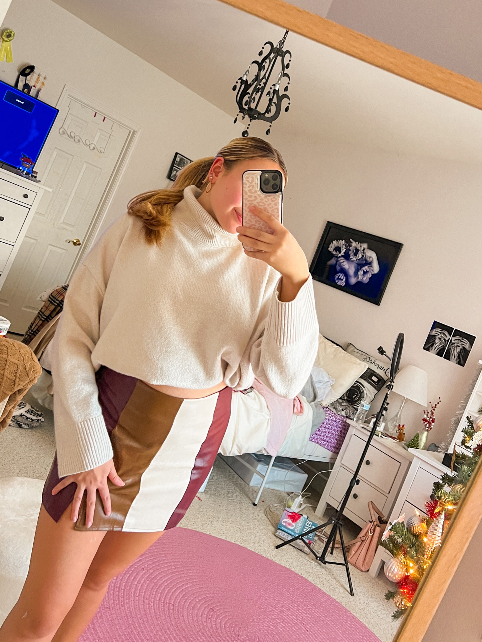 Christmas outfit. Holiday style. Cute and cozy winter outfits. #versona #skirt #sweater #amazon #seasonal #holiday #giftguide 

#LTKSeasonal #LTKGiftGuide #LTKHoliday