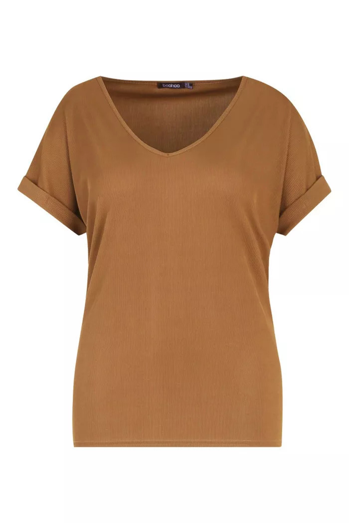 Plus Basic Rib Oversized T-Shirt | boohoo (US & Canada)