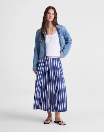 A-Line Midi Skirt in Poplin | Madewell