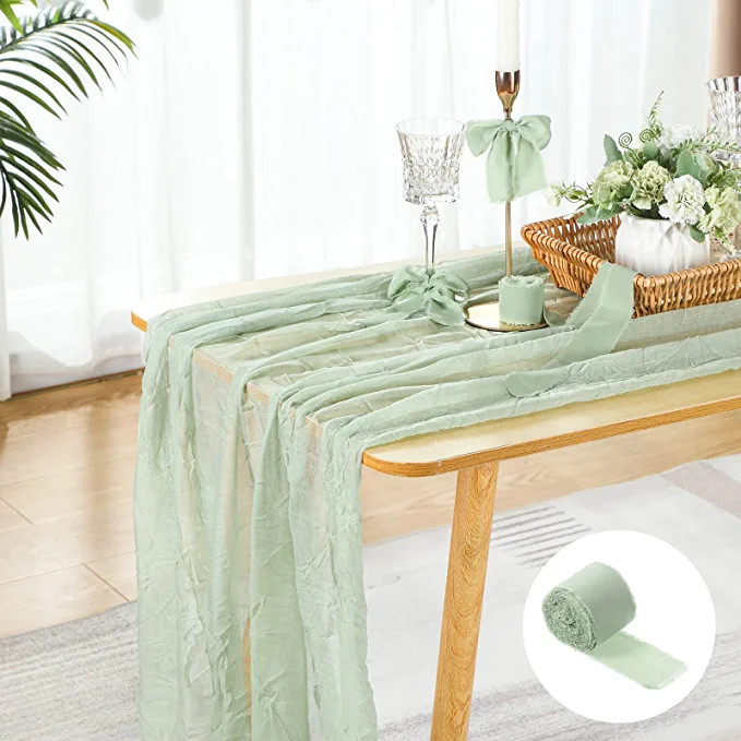 Remagr Table Runner Cheesecloth and Fringe Chiffon Silk Ribbon Boho Gauze Set 35 X 157 Inch Gauze... | Amazon (US)