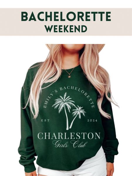Charleston bachelorette sweatshirt. Beach bachelorette weekend. Beach bachelorette party. Country club bachelorette party. Etsy bachelorette finds. 

#LTKParties #LTKWedding #LTKFindsUnder50