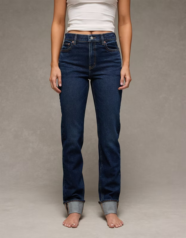 AE Stretch Super High-Waisted Straight Jean | American Eagle Outfitters (US & CA)