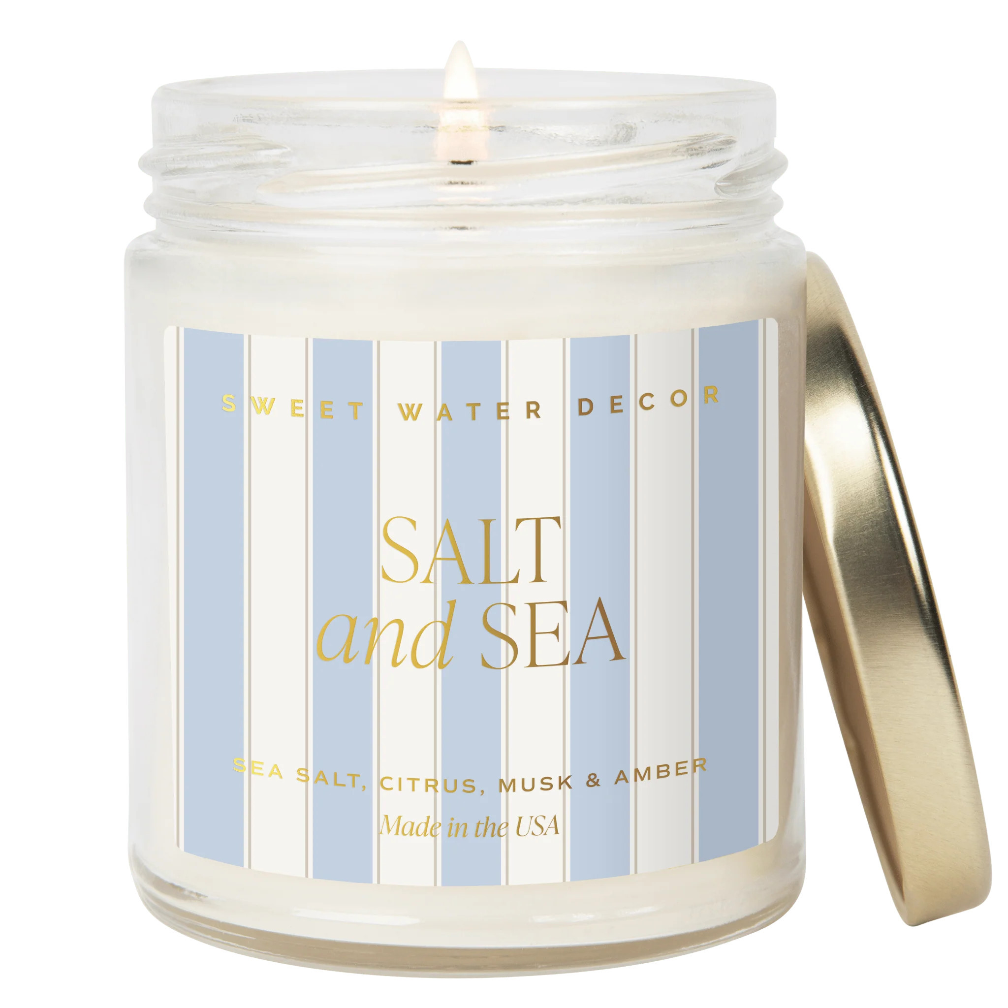 Salt and Sea Soy Patterned Candle - Clear Jar - 9 oz | Sweet Water Decor, LLC