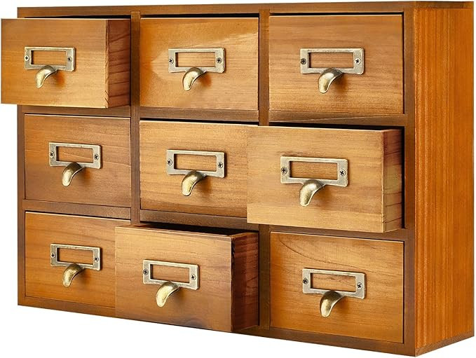 Flexzion Apothecary Cabinet with Drawers - 9 Vintage Apothecary Drawers Desktop Organizer for Hom... | Amazon (US)