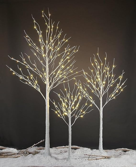 LIGHTSHARE LED Birch Tree Light Set - 4ft, 6ft, 8ft Trees with Warm White Lights - Indoor Outdoor... | Amazon (US)