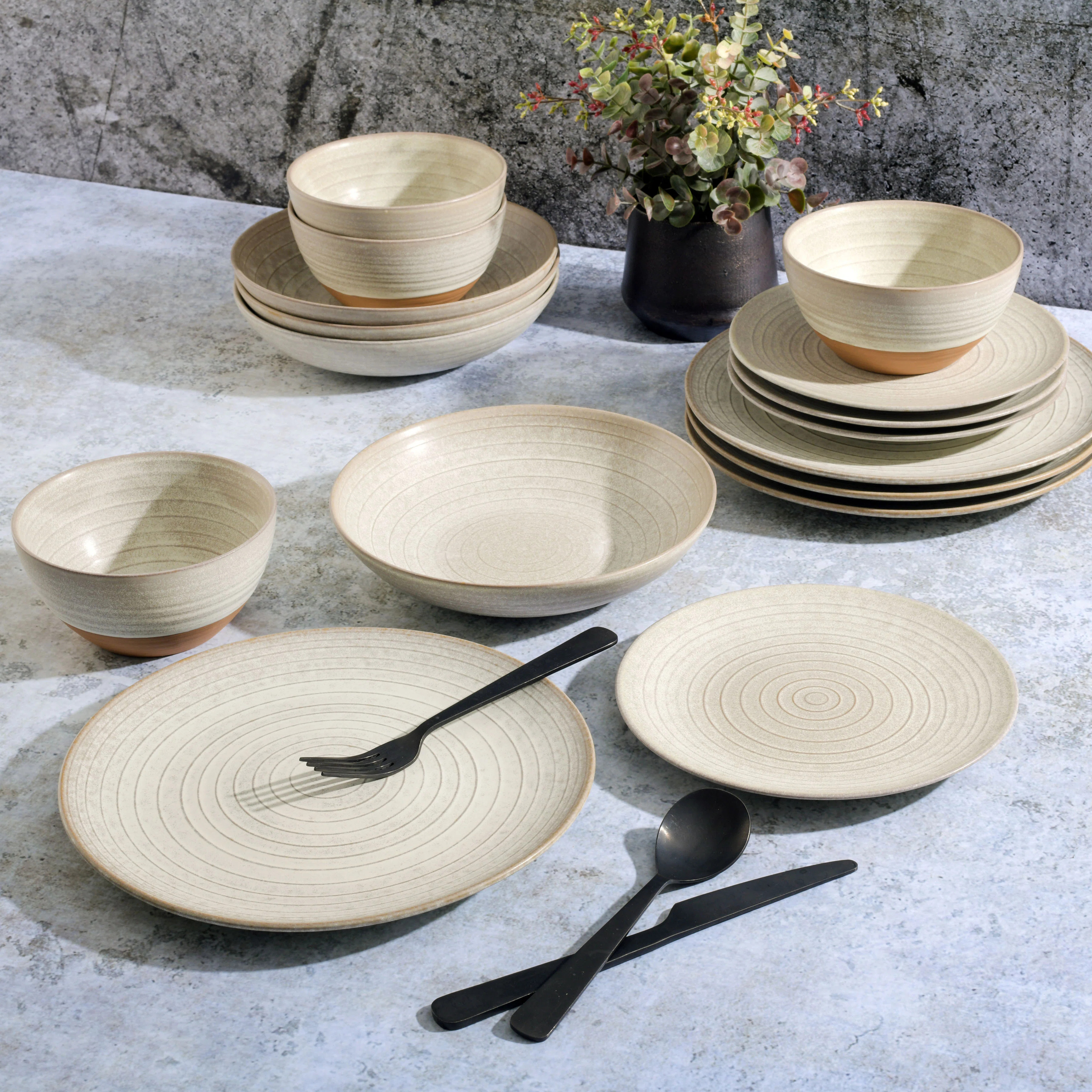 Gibson Elite 16 Piece Dreamweaver Double Bowl Terracotta Reactive Dinnerware Set | Wayfair North America