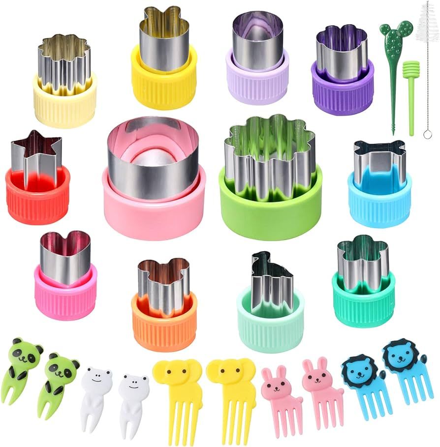 12 pcs Mini Cookie Cutters Vegetable Cutter Shapes Sets Fruit Stamps Mold | Amazon (US)