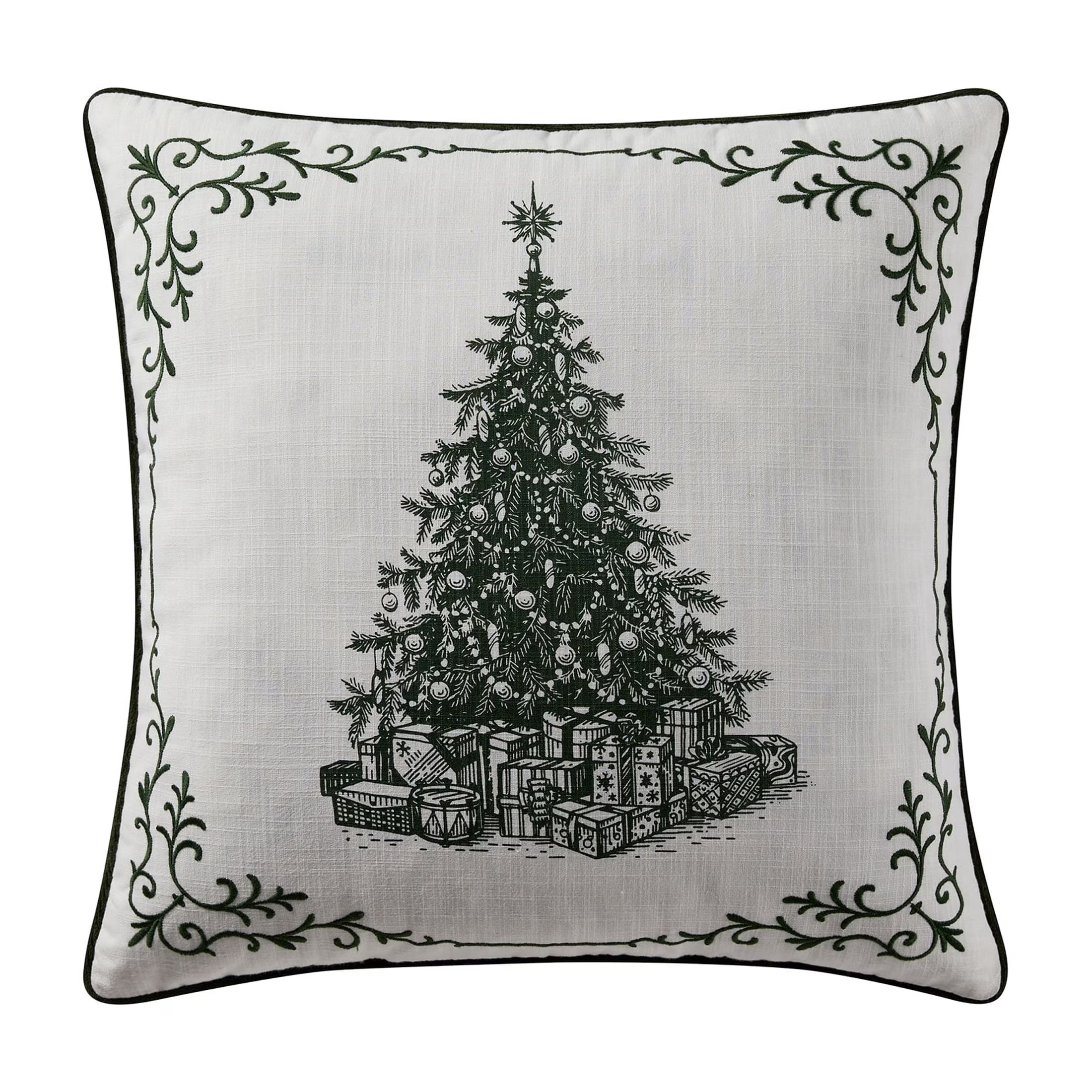 My Texas House Vintage Christmas Tree Decorative Pillow, Green and White, 20" x 20" | Walmart (US)