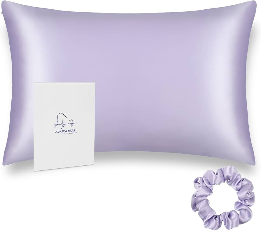 Silk Pillowcase Queen Size w/Random Color Silk Scrunchie Gift Set for Skin and Hair Care Beauty S... | Amazon (US)