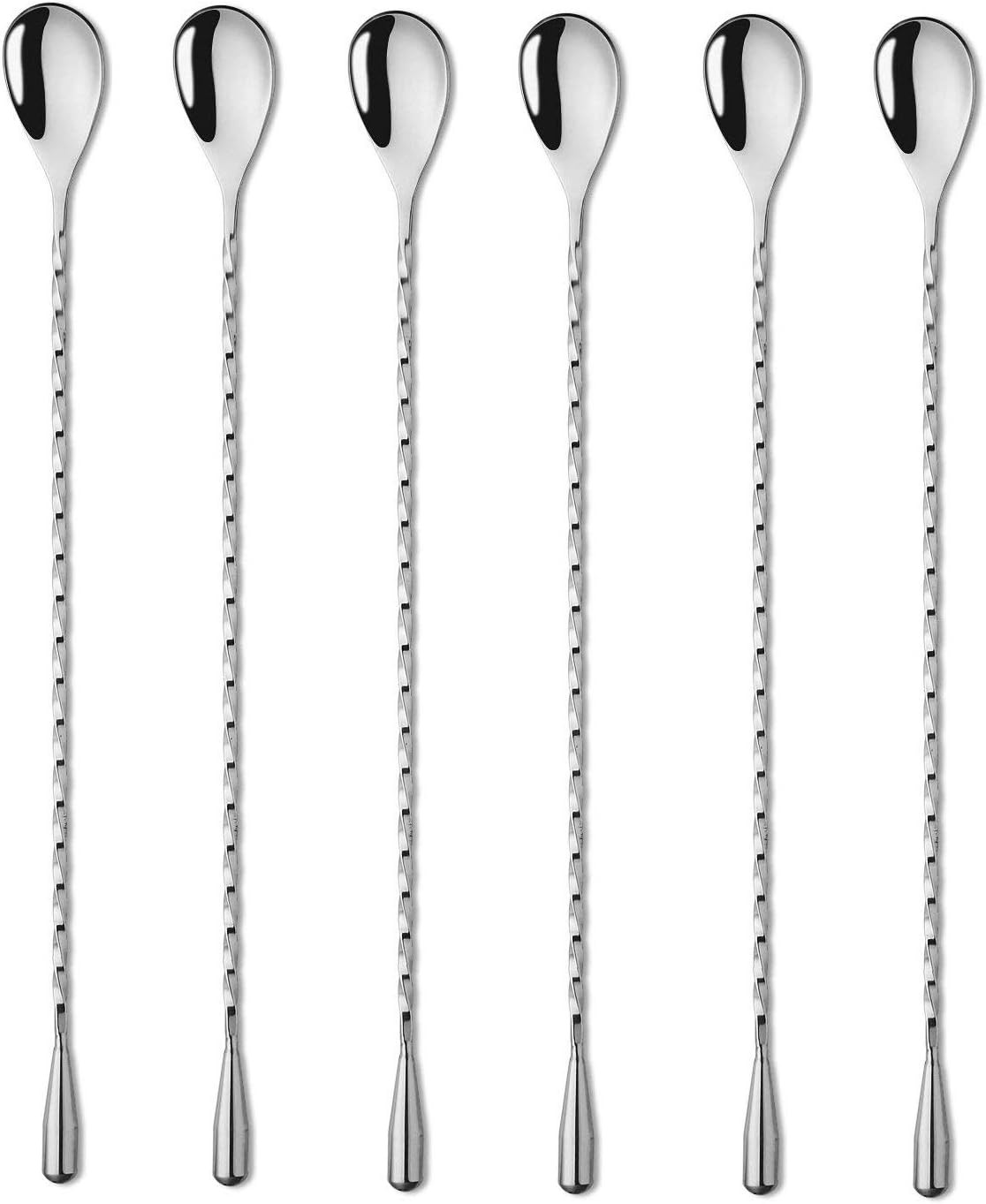6 Pcs 12 Inch Bar Mixing Spoon Cocktail Spoon Stainless Steel Bar Long Spoon With Spiral Pattern | Amazon (US)