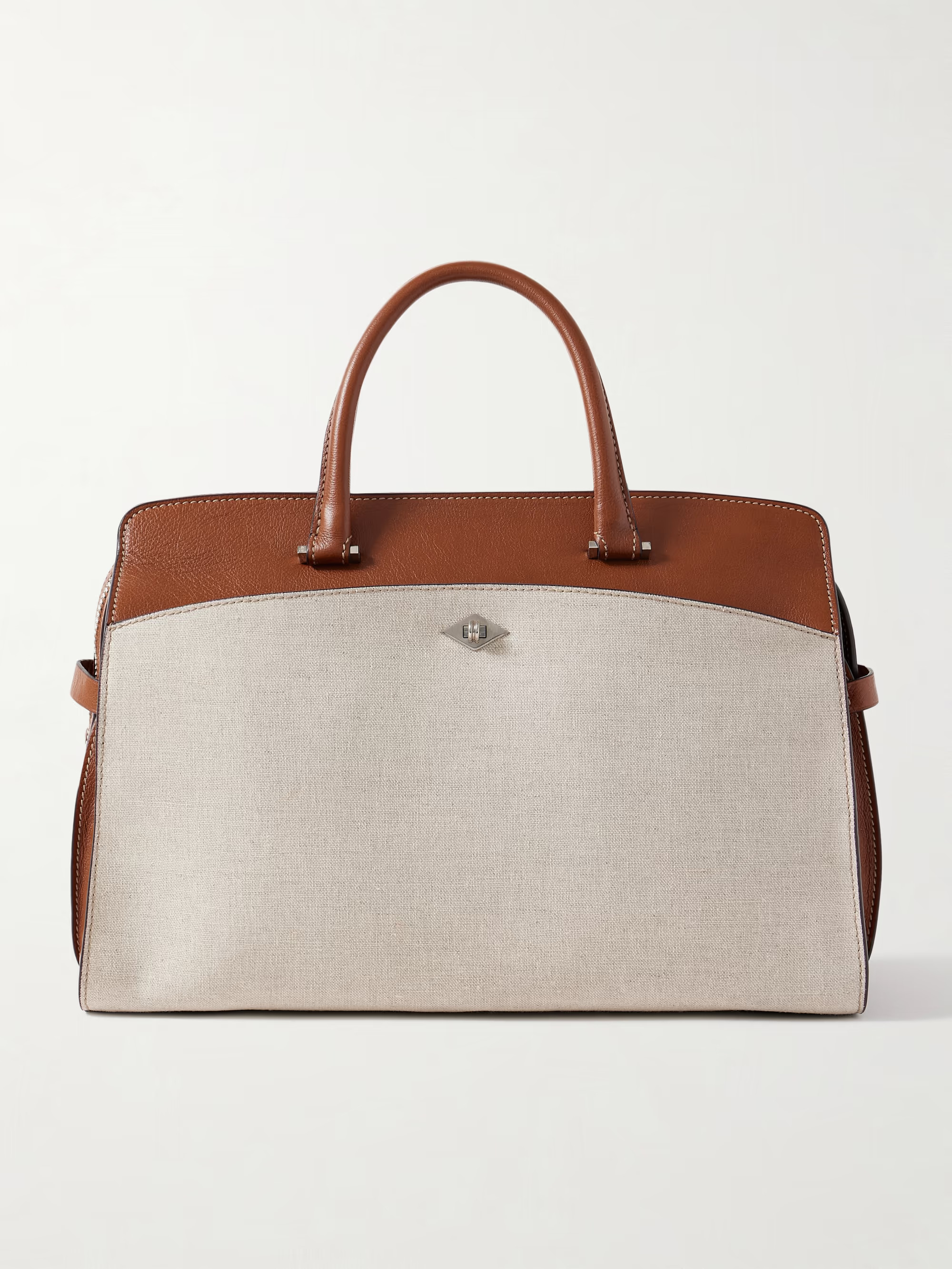 Private Eye leather and linen tote | NET-A-PORTER (US)