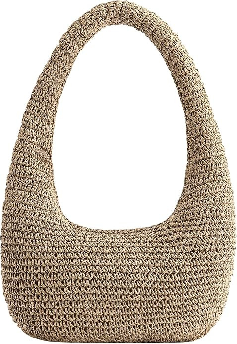 Straw Beach Bag for Women, Summer Tote Bag for Vacation, Hobo Shoulder Bag for Beach Wedding Trav... | Amazon (US)