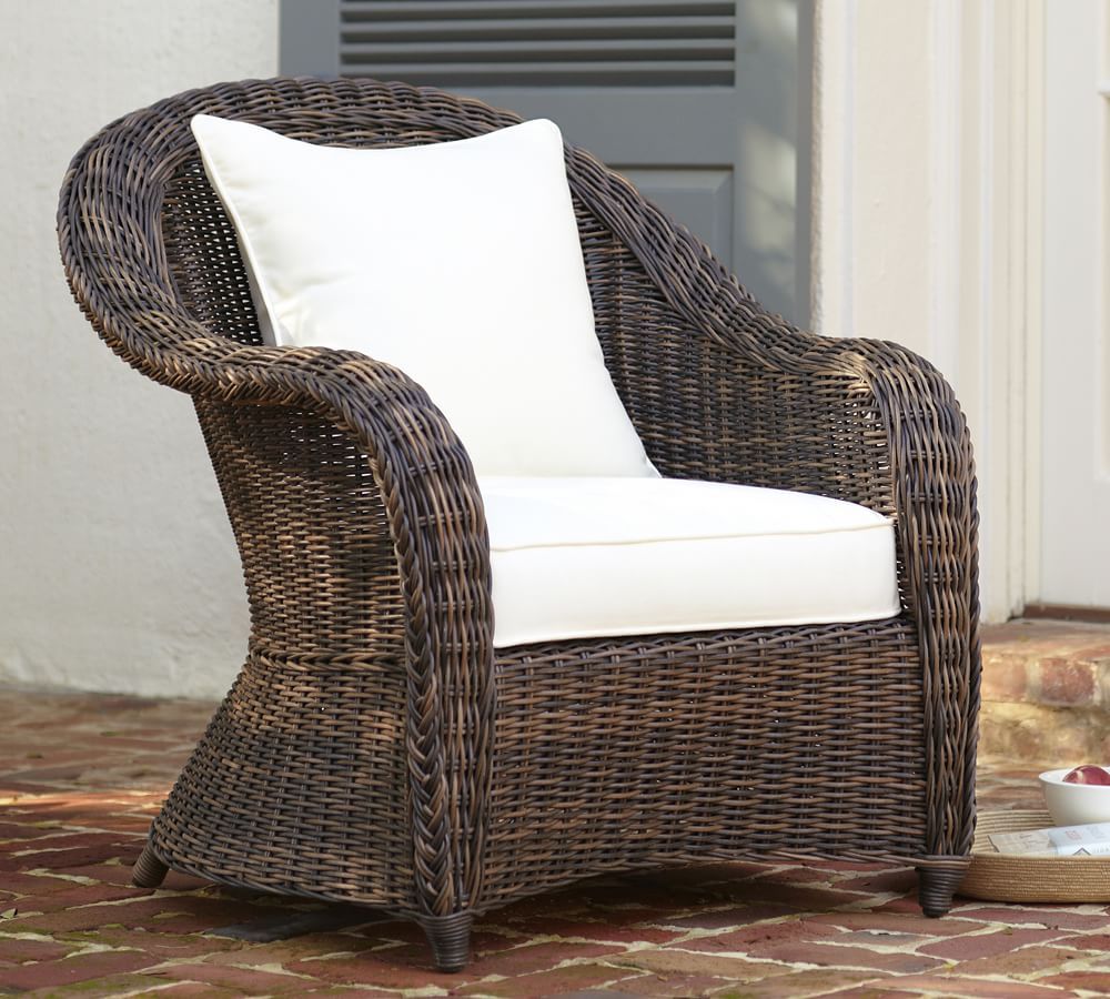 Torrey Indoor/Outdoor All-Weather Wicker Roll Arm Lounge Chair | Pottery Barn (US)