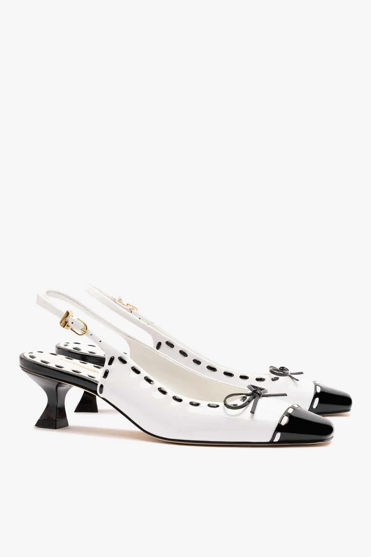 Jenny Pump In Black and White Patent Leather | Larroude