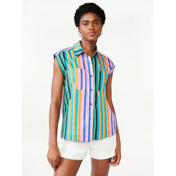 Scoop Women's Sleeveless Button Up Shirt | Walmart (US)