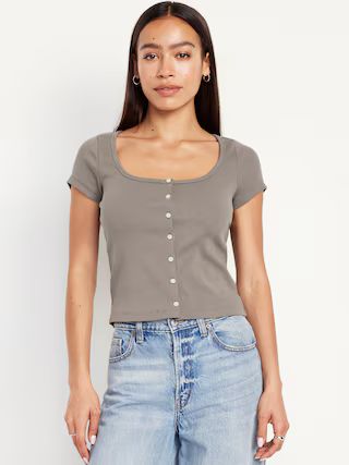 Rib-Knit Button-Down Top | Old Navy (US)