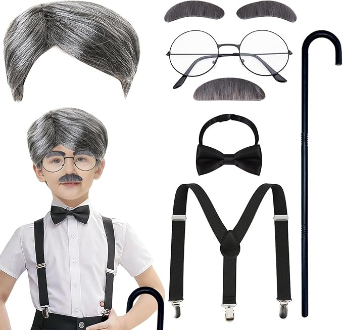 100th Day of School Costume for Boys 100 Days of School Outfit Dress Up Old Person Dress Like A 1... | Amazon (US)