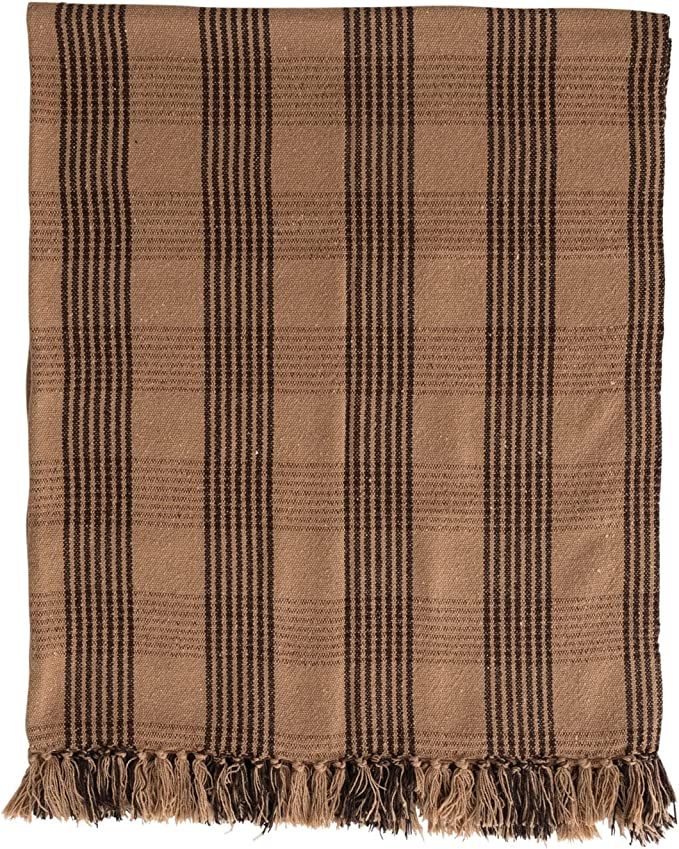 Recycled Cotton Throw Blanket, Brown and Tan Plaid | Amazon (US)