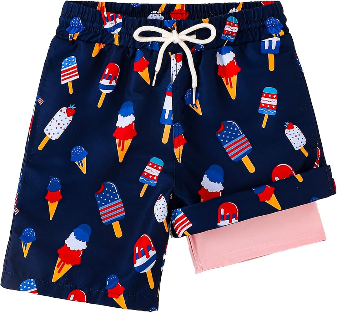 Boys Swim Trunks with Compression Liner Bathing Suit Quick Dry Swim Shorts for Kids 6-16 Years | Amazon (US)