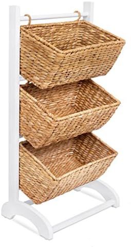 BIRDROCK HOME 3 Tier Abaca Storage Cubby (Natural) - 3 Baskets Made of Durable Seagrass Fiber - S... | Amazon (US)