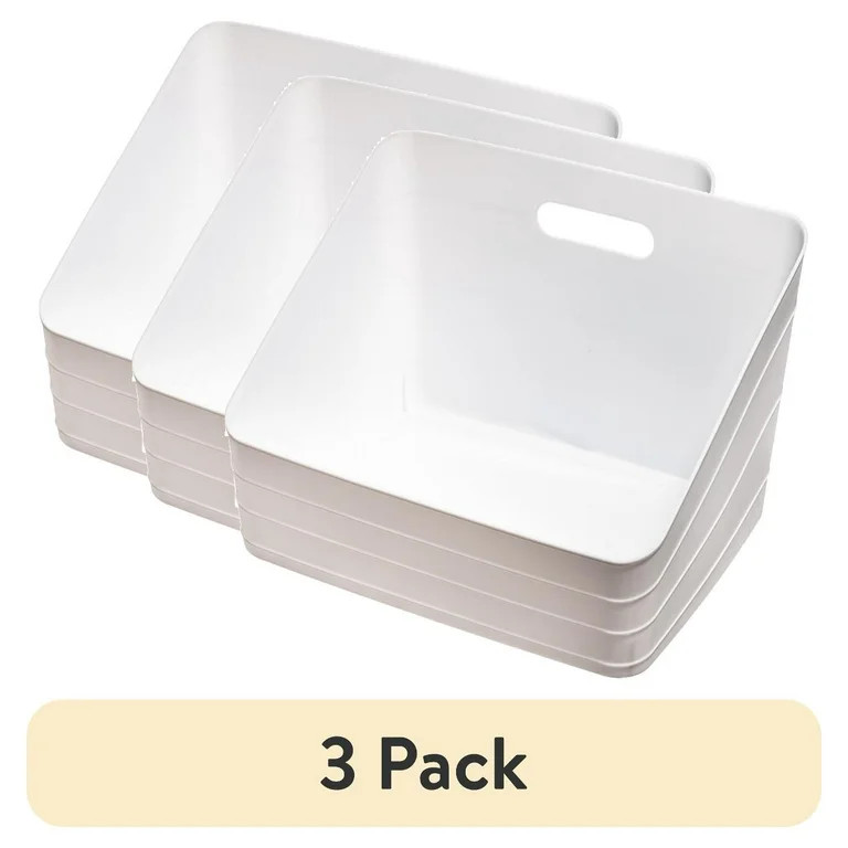 (3 pack) Mainstays Wide Flex Closet Shelf Storage Bin, Arctic White | Walmart (US)