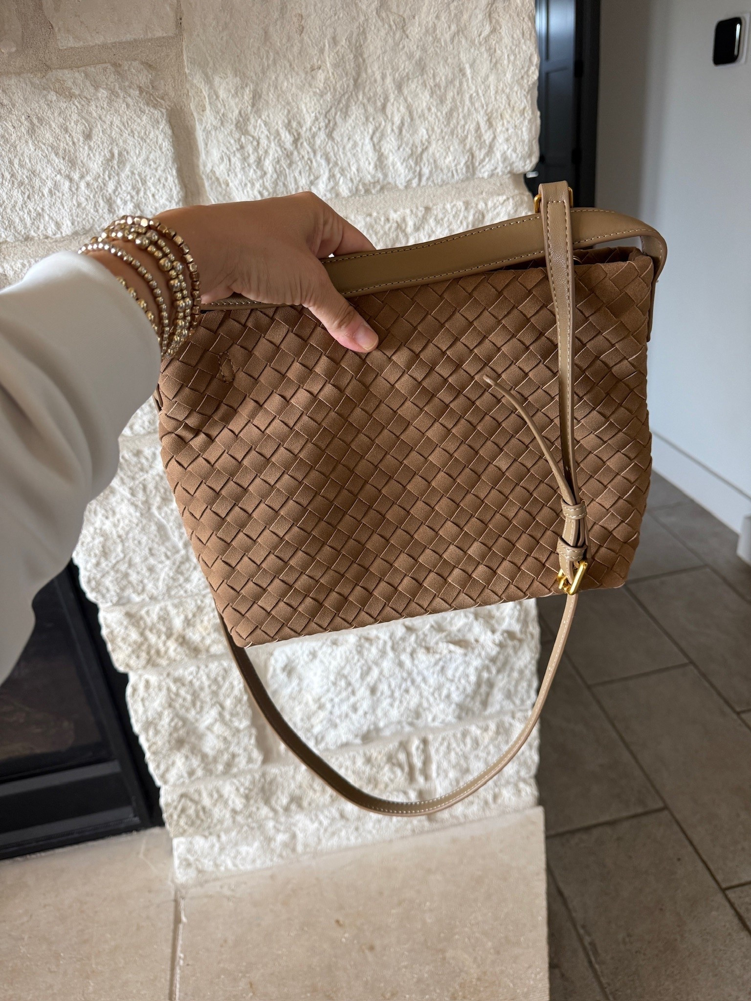 The faux suede bag I keep adding to every fall outfit. The rich brown color + soft texture make it look way more expensive.

brown faux suede bag, brown handbag, fall handbag, suede shoulder bag, fall accessories, everyday bag, brown accessories, fall fashion, neutral handbag, suede accessories, fall outfit, JulieFranks