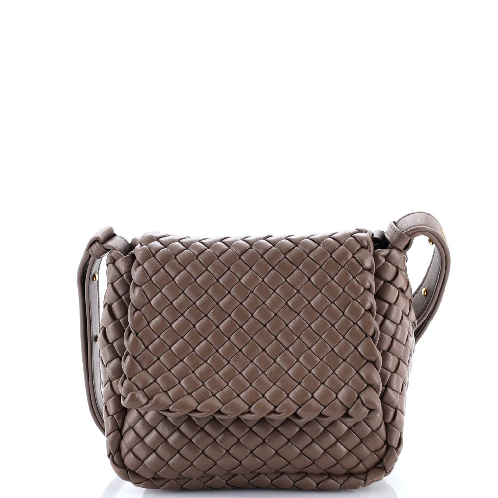 Cobble Flap Shoulder Bag Padded Intrecciato Leather Mini | Rebag