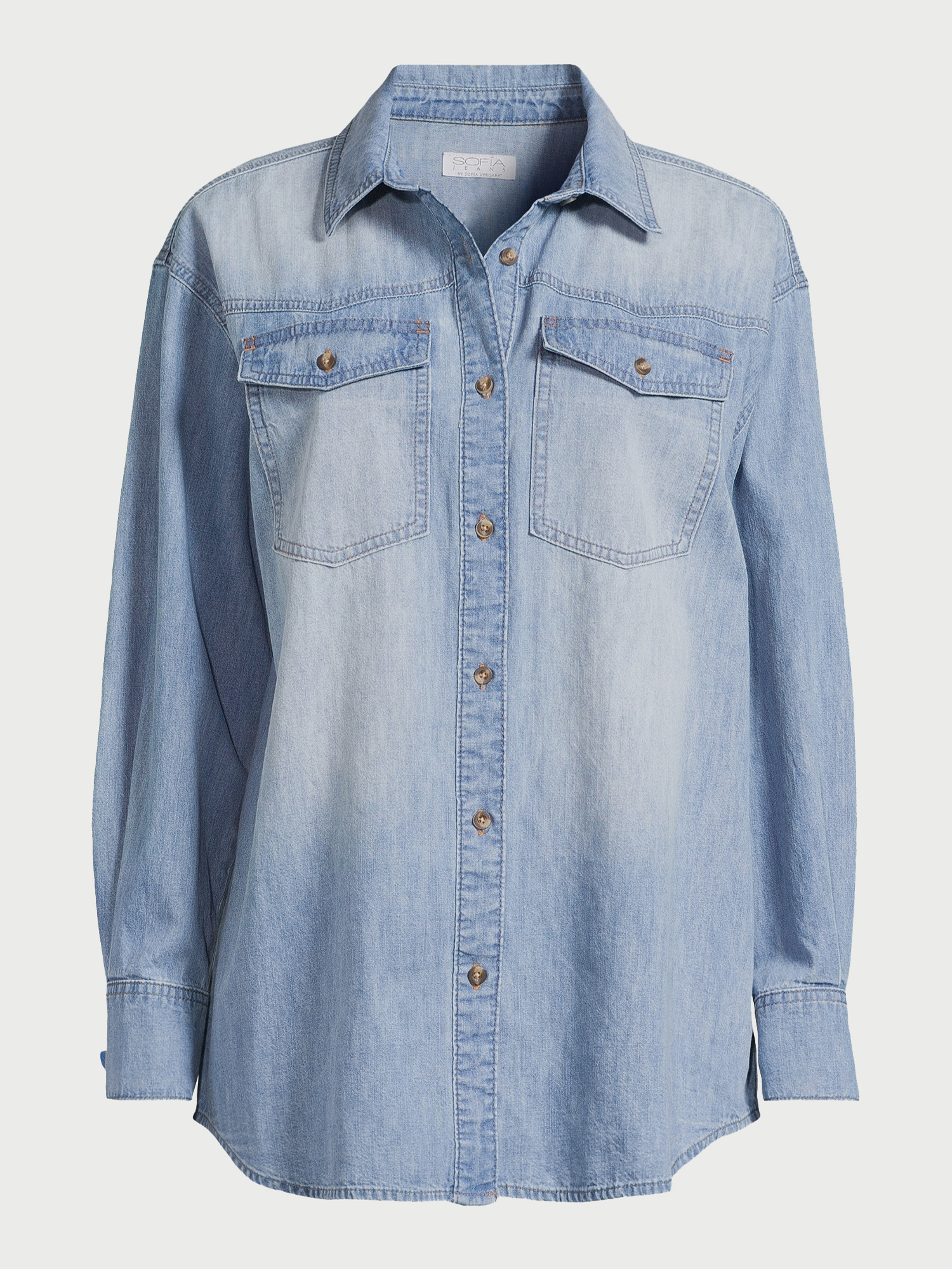 Sofia Jeans Women's and Women's Plus Oversized Boyfriend Shirt with Long Sleeves, Sizes XXS-5X - ... | Walmart (US)