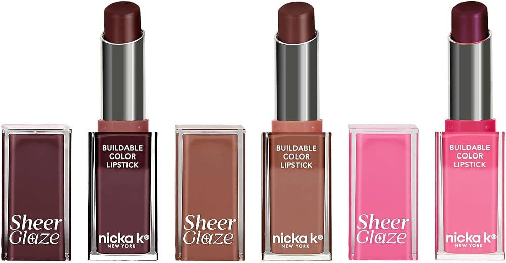 NICKA K NEW YORK, Sheer Glaze Lipstick, Assorted 3-Pack | Amazon (US)