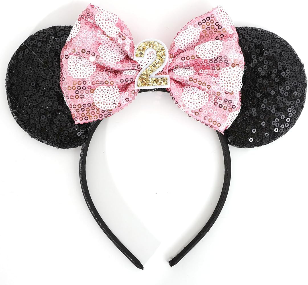 WAOUH Mouse Ears Birthday Headband - 2nd Birthday Party Decorations,Mouse Ears Headband With Mini... | Amazon (US)