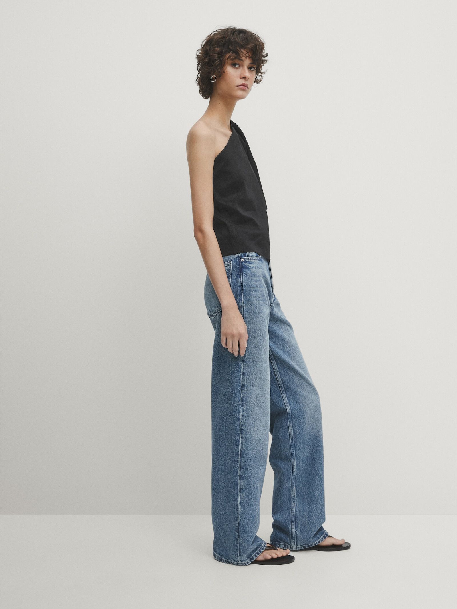 Wide-leg high-waist jeans | Massimo Dutti (US)