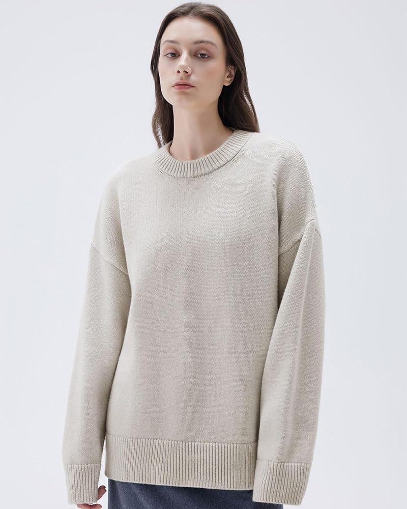 SUUKSESS Women Cashmere Oversized Long Sleeve Pullover Sweater Crew Neck Jumpers | Amazon (US)