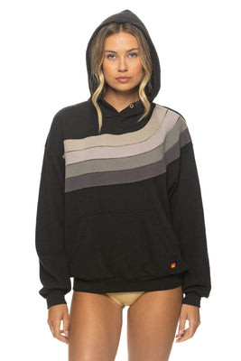 WAVE STRIPE 4 PULLOVER HOODIE RELAXED - BLACK // CHARCOAL | Aviator Nation