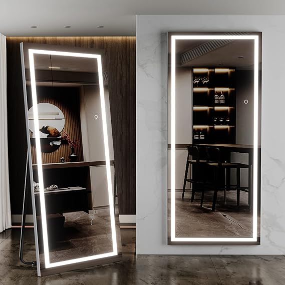 Amazon.com: osemy 65"x 22" Full Length Mirror with Lights, LED Full Length Mirror, Lighted Full B... | Amazon (US)