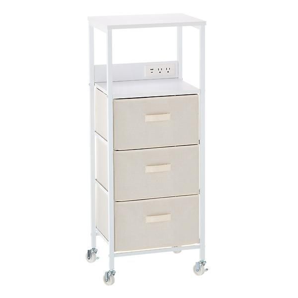 The Container Store 3-Drawer Rolling Cart with Power | The Container Store