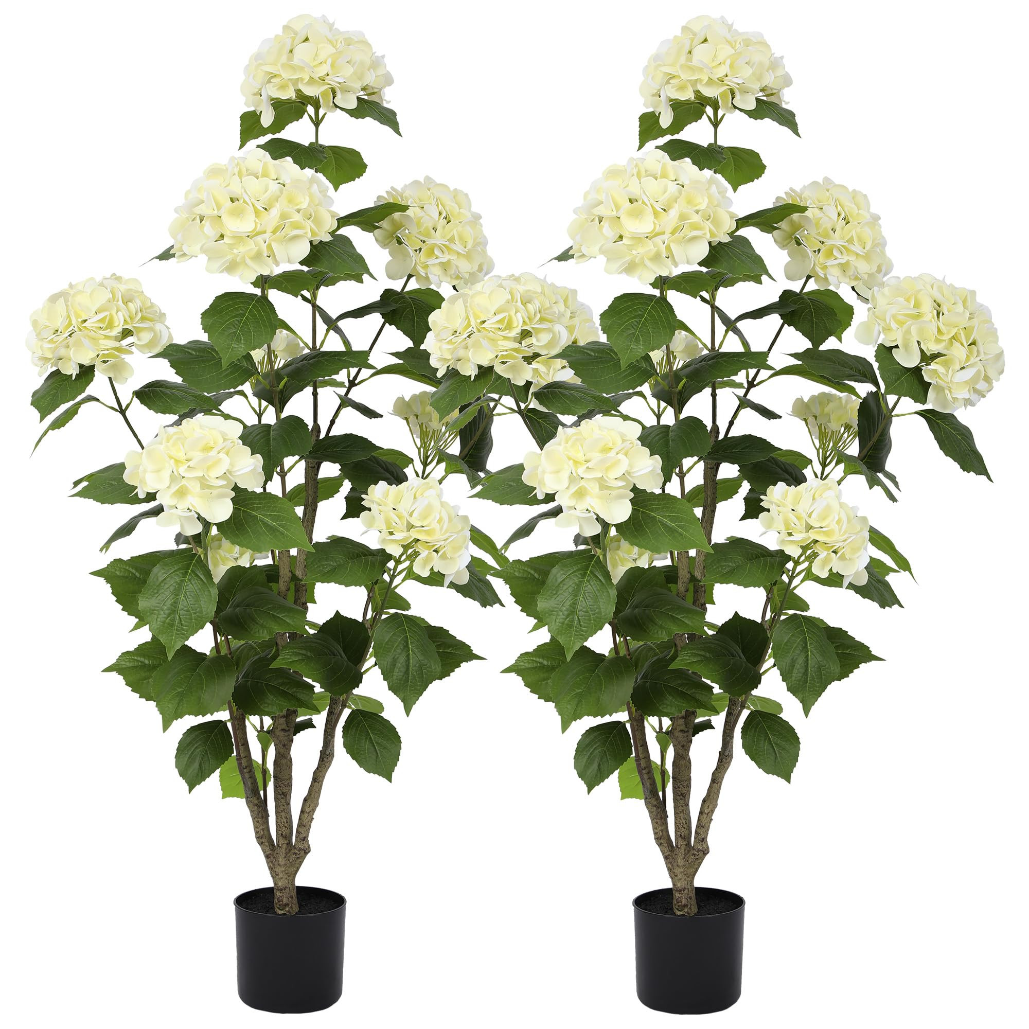 Nafresh 4FT Real Touch Faux Hydrangea Tree Outdoor, 2 Pack Beige Hydrangea Tree Artificial with V... | Amazon (US)
