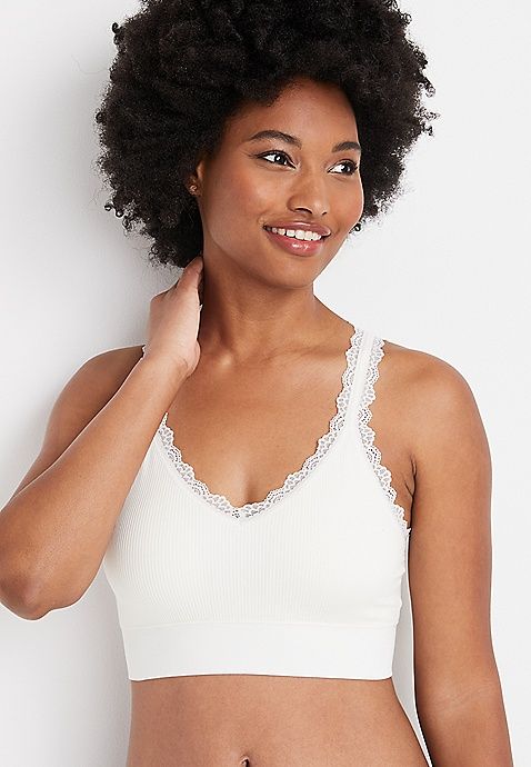 Soft Stretch Solid Seamless Lace Strap Bralette | Maurices