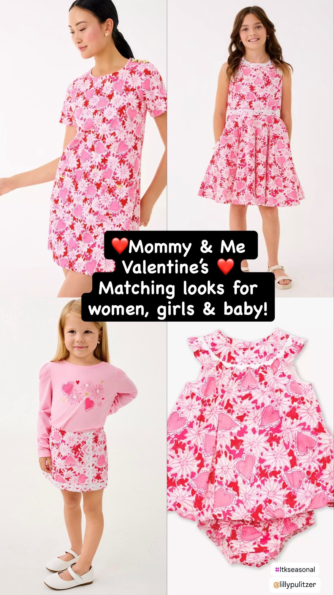 Mommy & Me Valentine Outfit 

Valentine’s Day just got even sweeter 💕
Obsessed with this adorable Mommy & Me moment — matching looks for women, girls, and baby make it perfect for Valentine’s Day, school parties, photos, and all the love-filled moments in between. Too cute to pass up! 💗✨

Linked several Mommy & Me choices. 

Mommy and Me Valentine outfit
Valentine’s Day kids outfit
Girls Valentine dress
Baby Valentine outfit
Matching family Valentine outfits
Pink Valentine outfit
Heart print dress
Lilly Pulitzer Valentine
Girls holiday outfit
Family matching outfits
Valentine’s Day outfit 


#MommyAndMe
#ValentinesDayStyle
#LittleValentine
#MatchingMoments
#ValentinesOutfits
#GirlsValentineStyle
#BabyValentine
#FamilyStyle
#LillyPulitzer
#LTKkids
#LTKfamily
#PinkEverything 


#LTKKids #LTKValentine #LTKSeasonal