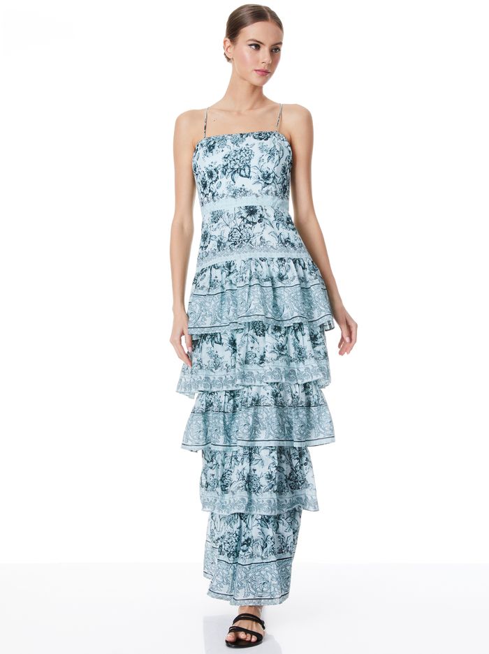 VALENCIA SPAGHETTI STRAP MAXI DRESS | Alice + Olivia