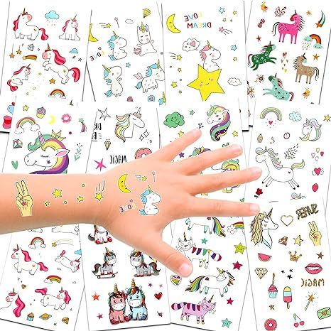 Unicorn Temporary Tattoos for Children Kids Girls(Over 300pcs),Konsait Great Girls Fake Stickers ... | Amazon (US)