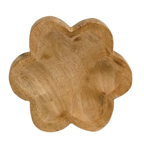 BreeBe - Carved Look Wooden Daisy Tray - 5.5"" - Natural | Best Buy U.S.