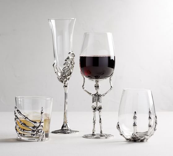 Skeleton Hand Stemless Wine Glass | Pottery Barn (US)