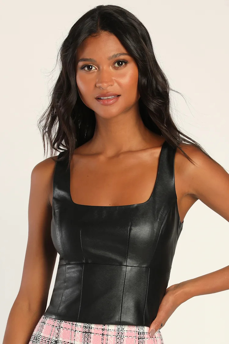 Cool Cutie Black Vegan Leather Tank Top | Lulus (US)